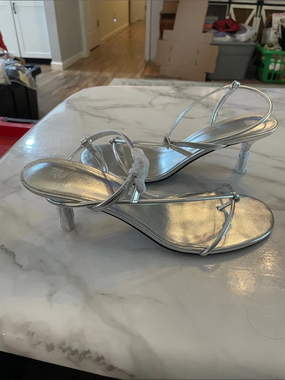 Silver shiny heels